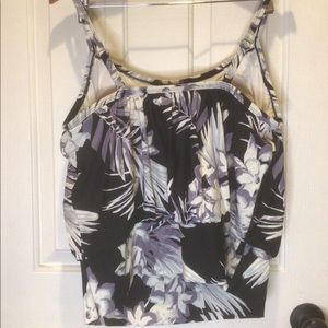 Kona Sol Swim Floral Flounce Tankini Swimwear